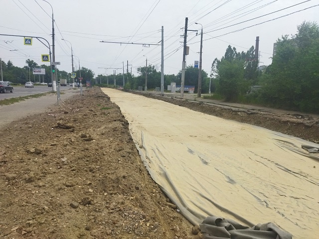 В Волгограде стартовало устройство песчаной подушки реконструируемого участка трамвайной линии